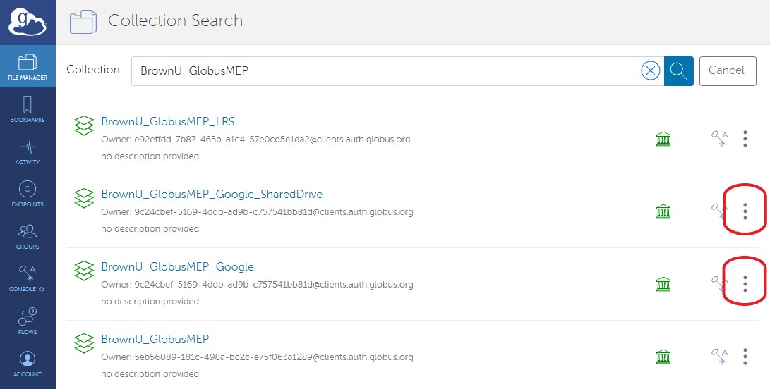 Globus Collection Search