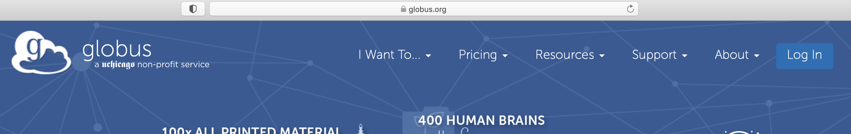 Screenshot of Globus Menu.